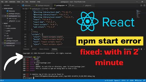 " How can I resolve this error. . Npm start not working in vs code terminal